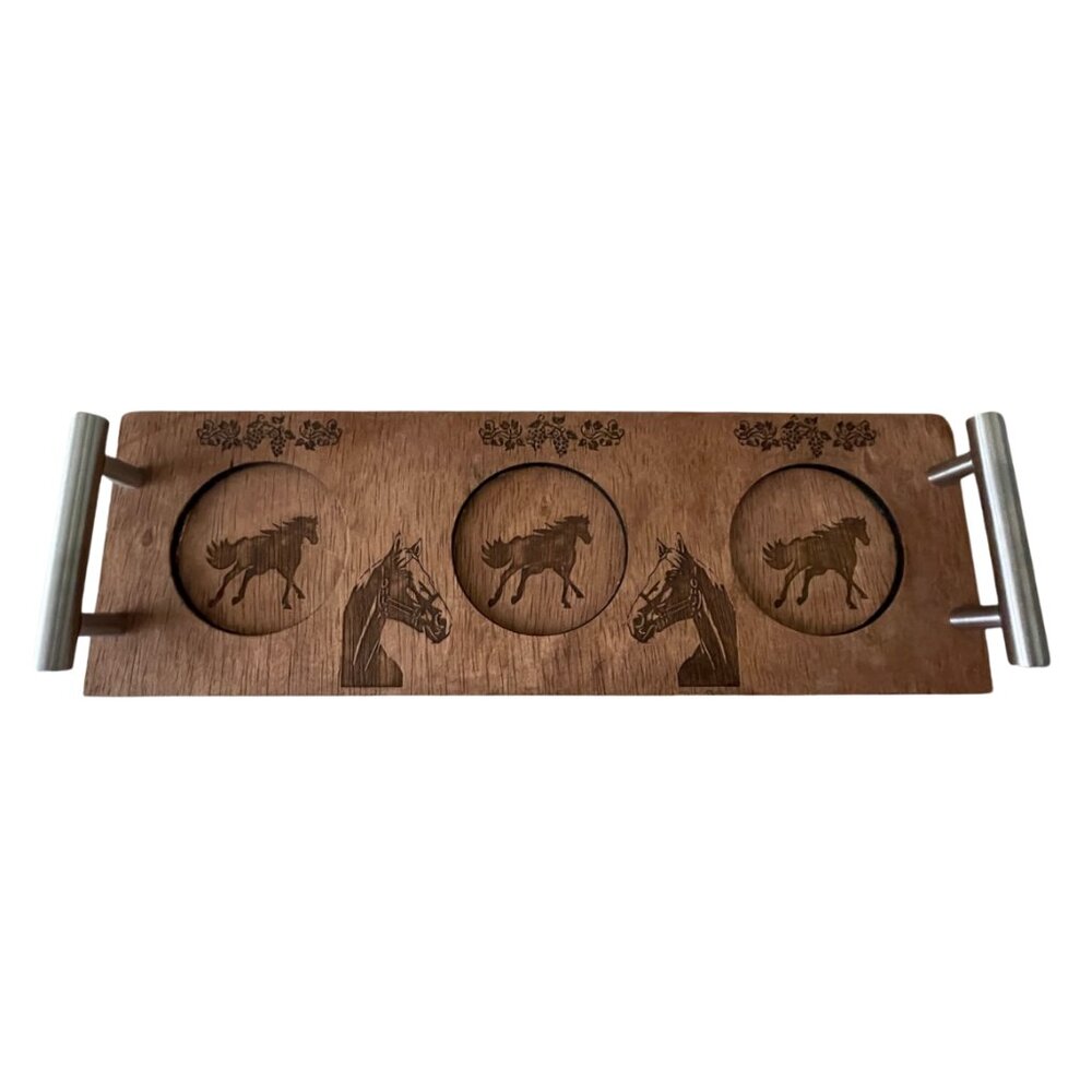 Wine Glass and Wine Bottle Serving Tray